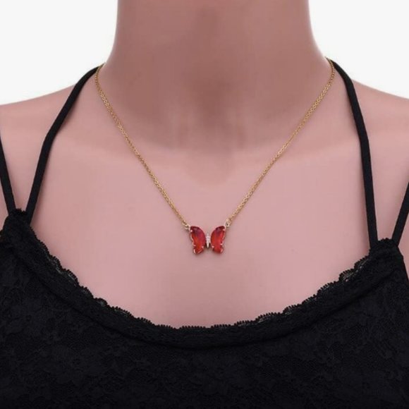 Stainless steel Butterfly Choker Necklace - Picture 2 of 4